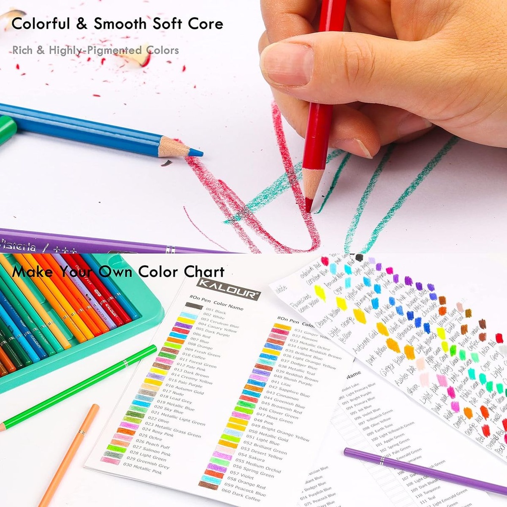 KALOUR 240 Professional Colored Pencils Artists Soft Core Vibrant Color