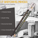 KALOUR 52-Pack Sketch Drawing Pencils Kit with Two Sketchbooks and Tin Box