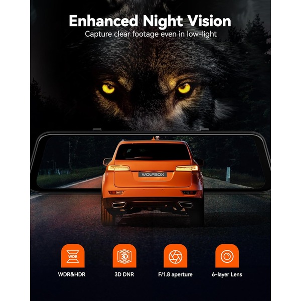WOLFBOX G850 PRO 4K Mirror Dash Cam - Advanced Safety & Clarity