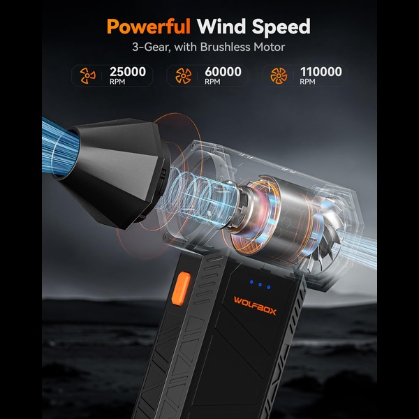WOLFBOX MF50 Electric Air Duster - 110000RPM Cordless Mini Blower