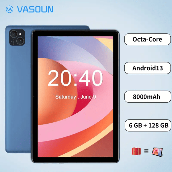 Pritom P30h 10.1" Tablet, 6GB RAM, 128GB ROM, 4G LTE, Android - Blue