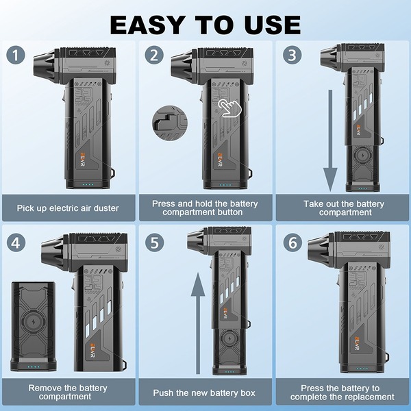 BLWR 501 Electric Air Duster with Removable Battery, 110,000RPM, Cordless  