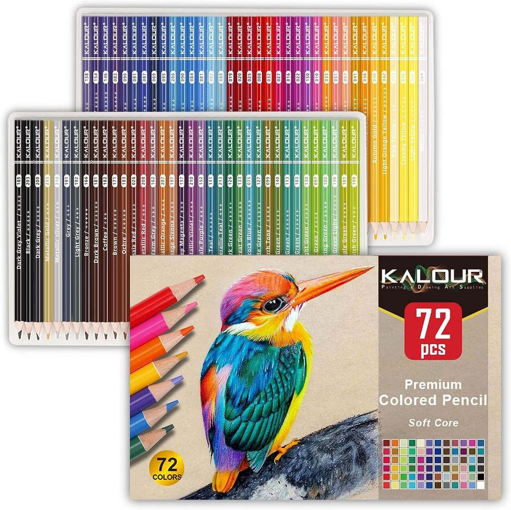 KALOUR 72 Count Colored Pencils for Adult Coloring Books, Soft Core