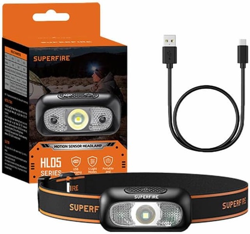 [6956362995987] SUPERFIRE Mini Portable Outdoor Camping Headlamp Rechargeable HL05-D 120lm