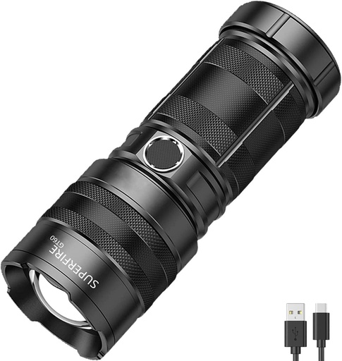 [6956362912618] SUPERFIRE GT60 Flashlight Rechargeable 1000 Lumens LED Spotlight Torch