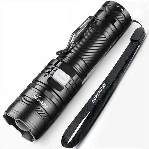 [6956362942035] SUPERFIRE V8-S Rechargeable Bright Light Zoomable LED Torch 2000 Lumens
